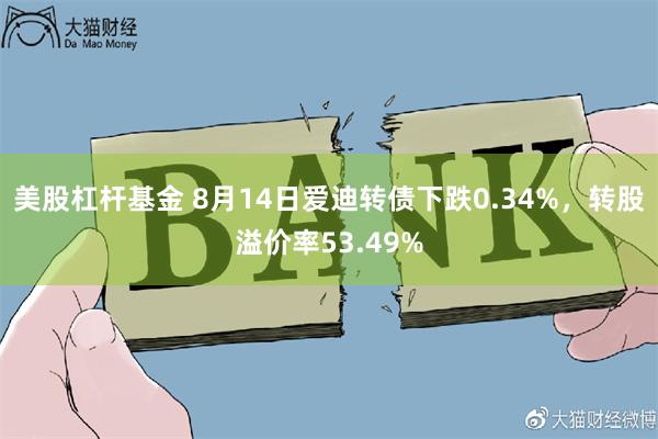 美股杠杆基金 8月14日爱迪转债下跌0.34%，转股溢价率53.49%