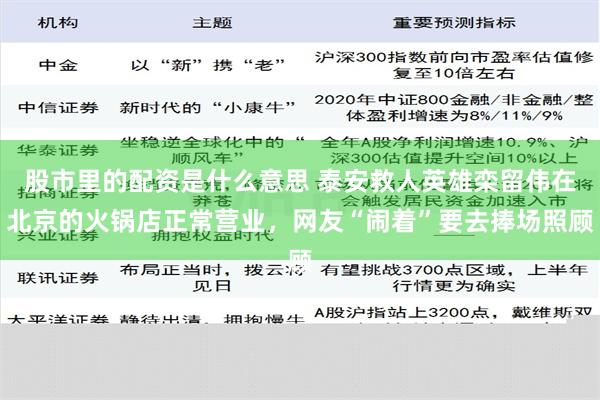 股市里的配资是什么意思 泰安救人英雄栾留伟在北京的火锅店正常营业，网友“闹着”要去捧场照顾