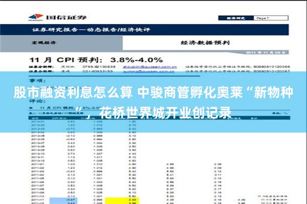 股市融资利息怎么算 中骏商管孵化奥莱“新物种”，花桥世界城开业创记录